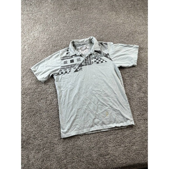 Quiksilver Polo Shirt Boys Extra Large Gray Green Surf Surfer Surfing Kids FLAW - Picture 2 of 12
